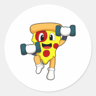 Pegatina Redonda Pizza en el gimnasio con campanas