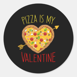 Pegatina Redonda Pizza Es Mi Amor De San Valentín Me Encanta Comer
