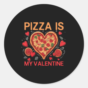 Pegatina Redonda Pizza Es Mi Corazón De San Valentín Amante De La P