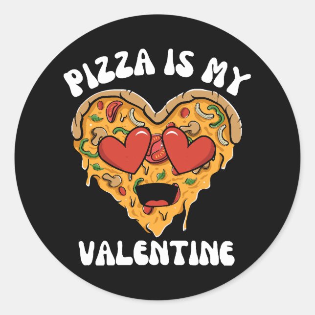 Pegatina Redonda Pizza Es Mi San Valentín (Anverso)