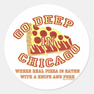Pegatina Redonda Pizza estilo Chicago