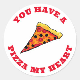 Pegatina Redonda Pizza mi corazón