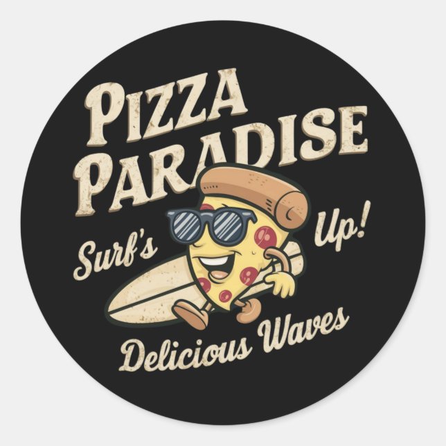 Pegatina Redonda Pizza Paradise (Anverso)