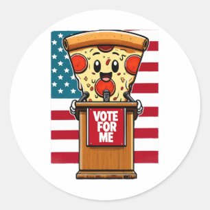 Pegatina Redonda pizza patriótica voten por mí