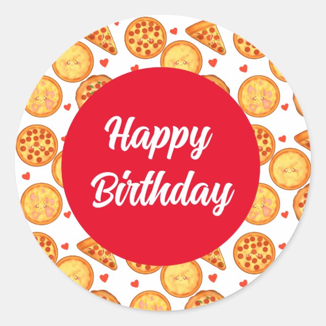 Pegatina Redonda Pizza Peperroni, Queso Y Margherita (Anverso)