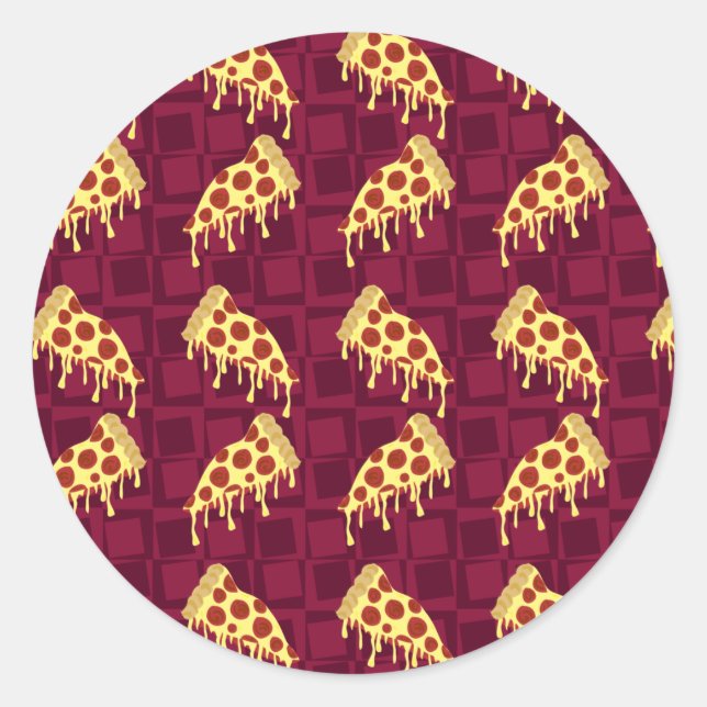 Pegatina Redonda Pizza Pie Pattern (Anverso)
