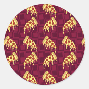 Pegatina Redonda Pizza Pie Pattern