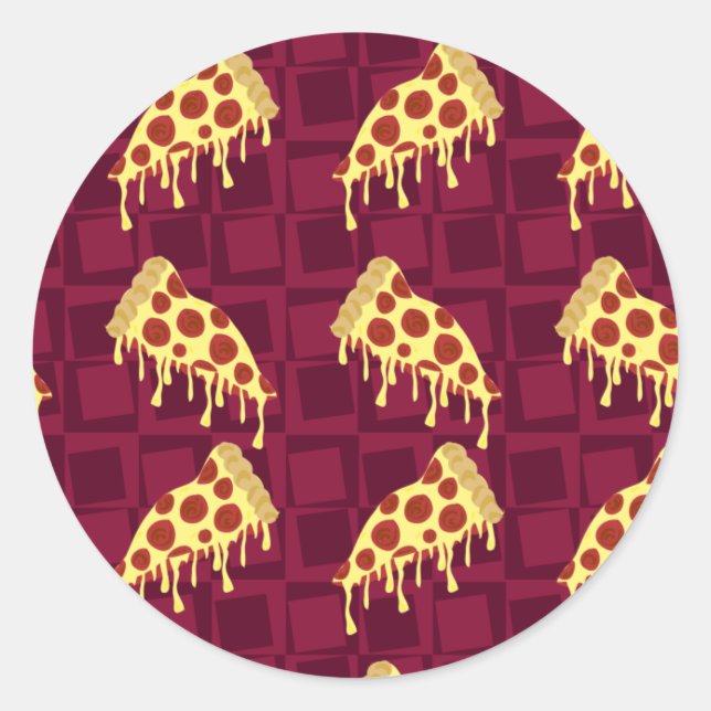 Pegatina Redonda Pizza Pie Pattern (Anverso)