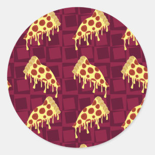 Pegatina Redonda Pizza Pie Pattern