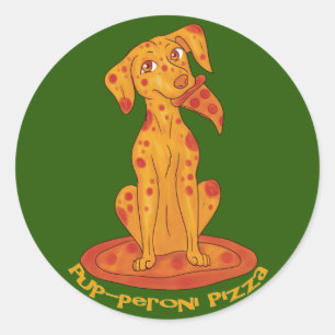 Pegatina Redonda Pizza Puppy