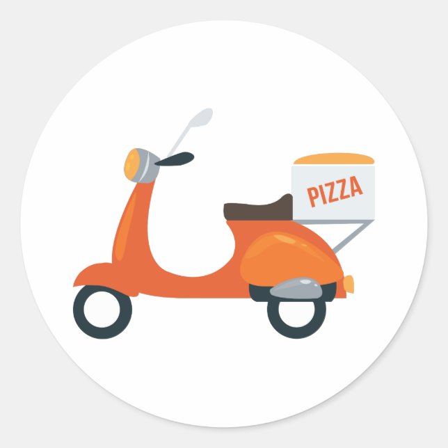 Pegatina Redonda Pizza Scooter (Anverso)