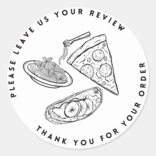 Pegatina Redonda Pizza Shop Leave Review Gracias Pegatinas