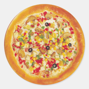 Pegatina Redonda Pizza vegetariana