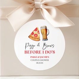 Pegatina Redonda Pizza y Cervezas Antes de Mi Boda Despedida de Par