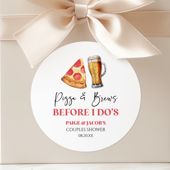 Pegatina Redonda Pizza y Cervezas Antes de Mi Boda Despedida de Par (Subido por el creador)