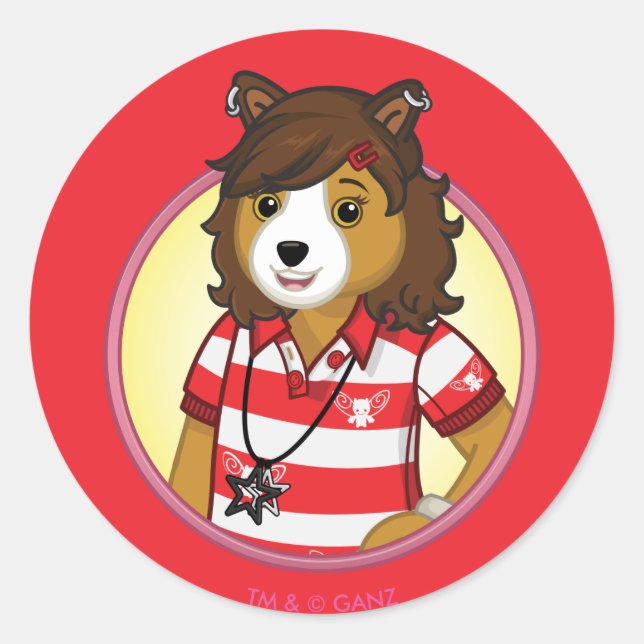 Pegatina Redonda PJ Collie (Anverso)