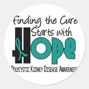 Pegatina Redonda PKD Enfermedad renal poliquística HOPE 4
