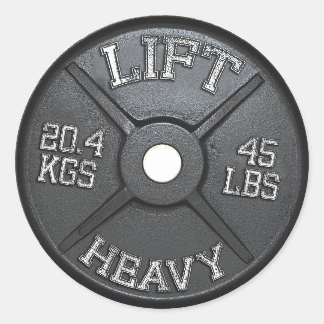 Pegatina Redonda Placa Barbell - Suelo del elevador (Anverso)