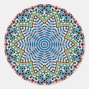 Pegatina Redonda Placa cerámica mosaica Talavera