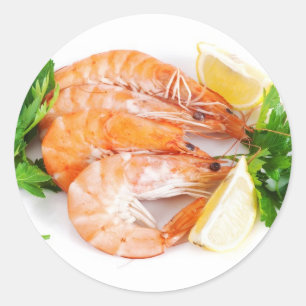 Pegatina Redonda placa con gambas cerradas