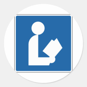 Pegatina Redonda Placa de calle de la biblioteca