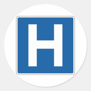 Pegatina Redonda Placa de calle del hospital