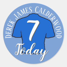 Pegatina Redonda Placa de fútbol para personalizar cumpleaños 7
