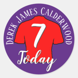 Pegatina Redonda Placa de fútbol para personalizar cumpleaños 7