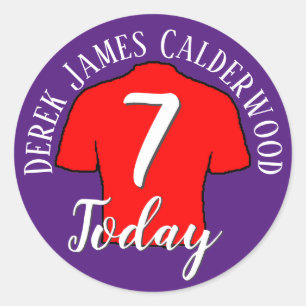 Pegatina Redonda Placa de fútbol para personalizar cumpleaños 7