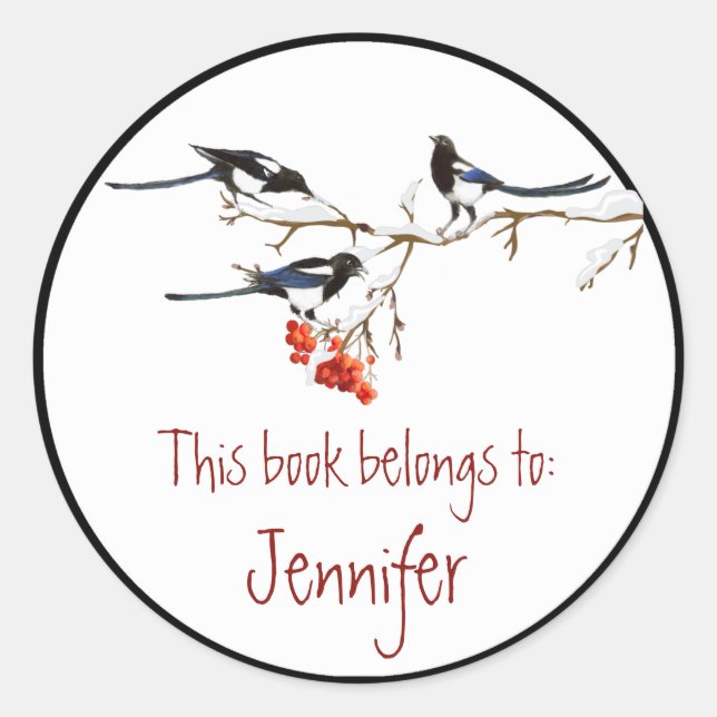 Pegatina Redonda Placa de libros de la Biblioteca de Naturaleza de  (Anverso)