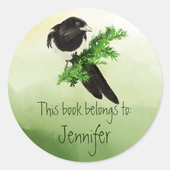 Pegatina Redonda Placa de libros de la Biblioteca de Naturaleza de  (Anverso)