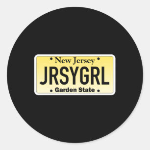 Pegatina Redonda Placa de licencias de Jersey New Jersey