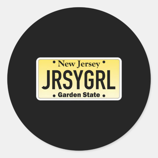 Pegatina Redonda Placa de licencias de Jersey New Jersey (Anverso)