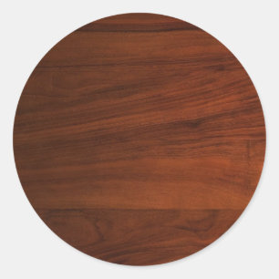 Pegatina Redonda Placa de madera marrón Aspecto Blank Elegante Clas