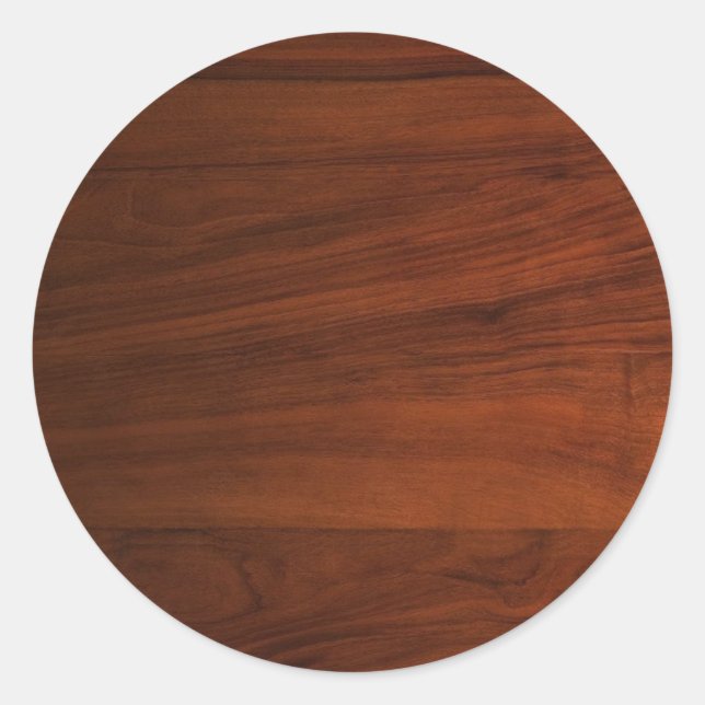 Pegatina Redonda Placa de madera marrón Aspecto Blank Elegante Clas (Anverso)