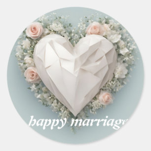 Pegatina Redonda placa de matrimonio feliz para bodas