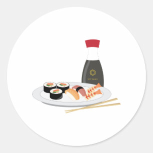Pegatina Redonda Placa de sushi