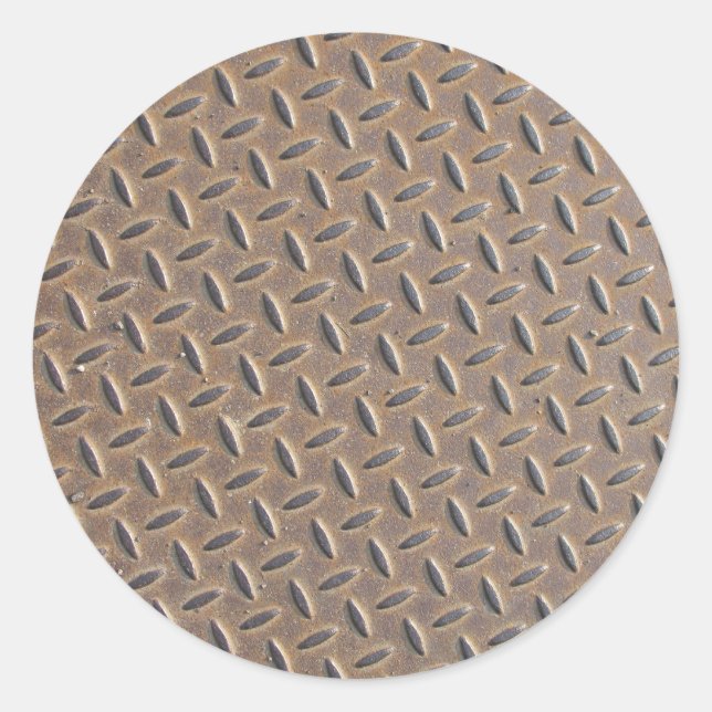 Pegatina Redonda Placa de verificación ajustada de acero o metaliza (Anverso)