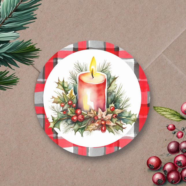 Pegatina Redonda Placa de verificación de velas de Navidades de acu (Subido por el creador)