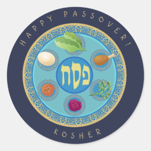 Pegatina Redonda Placa Pesach kosher del Passover