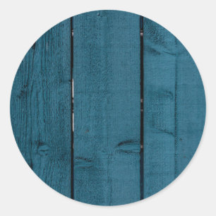 Pegatina Redonda Placas de madera pintadas de azul