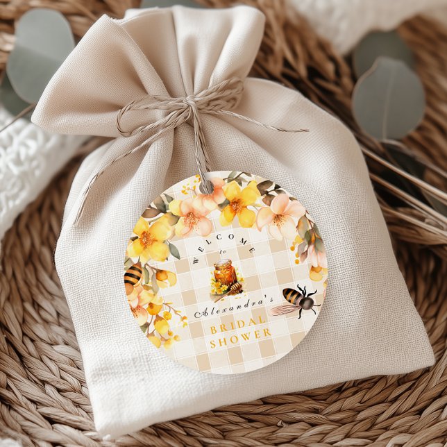 Pegatina Redonda Plaid Floral Ella Encontró A Su Cariño Bridal (Subido por el creador)