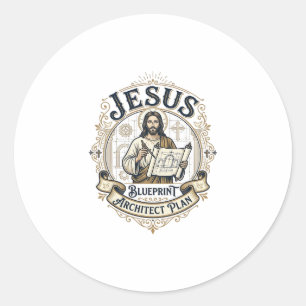 Pegatina Redonda Plan Arquitecto Jesus Blueprint Plan Arquitecto Je