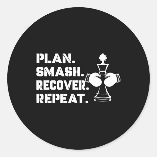 Pegatina Redonda Plan. Smash. Recover. Repeat.' - Chess Boxing  (Anverso)