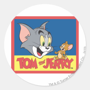 Pegatina Redonda Plana De Logotipo Tom Y Jerry