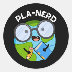 Pegatina Redonda Planerd Chistes Planeta Puns Fondo Oscuro Divertid