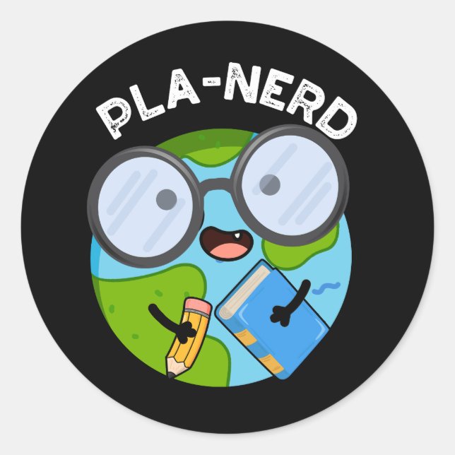 Pegatina Redonda Planerd Chistes Planeta Puns Fondo Oscuro Divertid (Anverso)