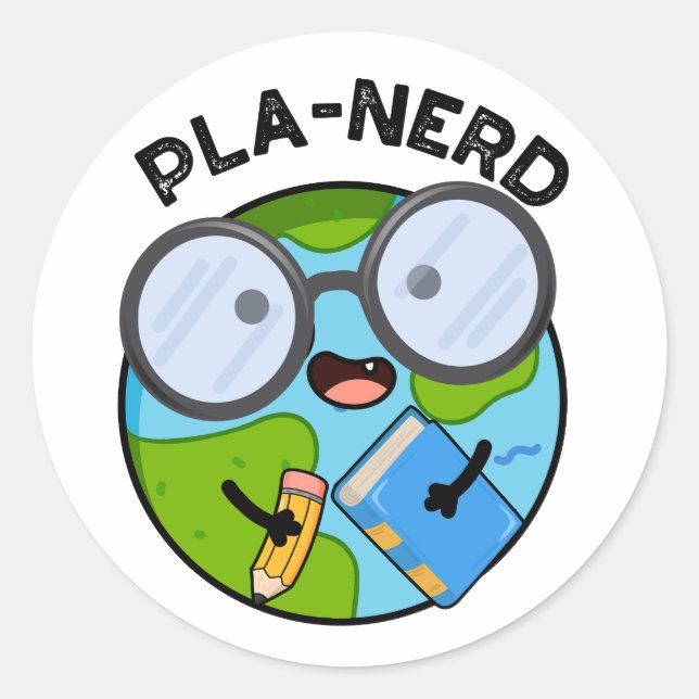 Pegatina Redonda Planerd Funny Planet Puns (Anverso)