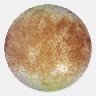 Pegatina Redonda PLANET JUPITER'S MOON EUROPA (Sistema solar) ~