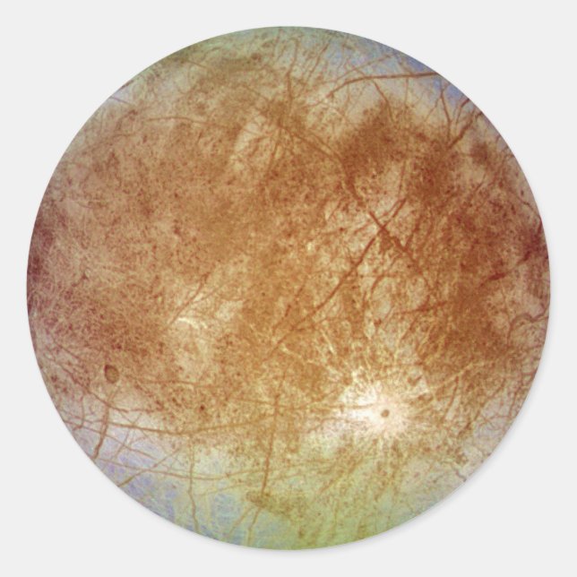 Pegatina Redonda PLANET JUPITER'S MOON EUROPA (Sistema solar) ~ (Anverso)